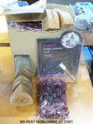 A very large collection of Pimms cocktail stirrers, matching blackboard Leffe display stands,