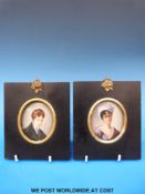 Three European portrait miniatures on porcelain (6.5cm x 5.