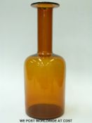 Otto Brauer for Holmegaard topaz glass Gul vase (38cm tall)