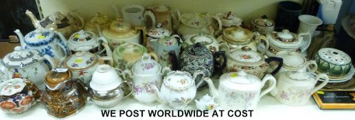 A large collection of collectable teapots, Victorian onwards including English Continental,