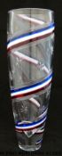 A Royal Brierley Millennium stars and stripes glass vase of tapering form with spiralling stars and
