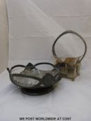 An Arts & Crafts plated glass basket together with an Art Nouveau metal basket
