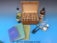A quantity of pharmaceutical equipment comprising a homeopathic box with bottles,