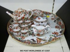 A 19thC Copeland Spode tea set on large matching tray