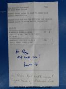 A Laurie Lee autograph 'For Rose - get well soon Laurie Lee'