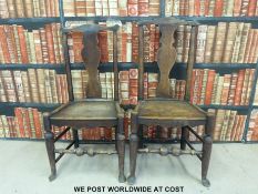 A pair of elm seated country chairs