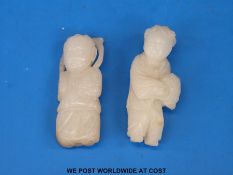 Two Chinese mutton fat jade carvings of children,