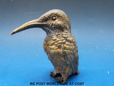 An Austrian cold painted bronze kingfisher (height 6.