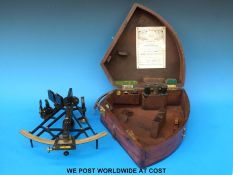 A mahogany cased Sextant with Kelvin Hughes certificate inside lid