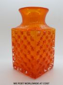Geoffrey Baxter for Whitefriars tangerine Chess vase, 14.5cm tall.