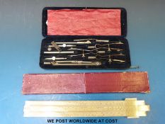 A draughtsmans set and slide rule