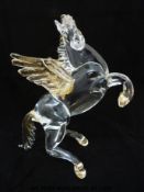 A Murano glass rearing winged horse (H21cm)