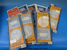 Three box files full of vintage maps including cloth-backed, Michelin,