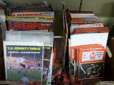 Over 150 Liverpool football programmes dating from the 1970's onwards to include cup finals,