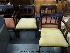 Sixteen upholstered chairs including wicker, hardwood, faux leather, rocking chair,
