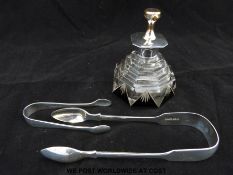 An Art Deco style flash overlaid cut glass 'The Vap' perfume atomiser with sterling silver mount