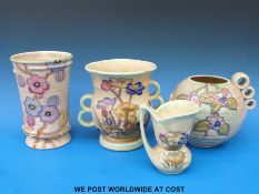 Four pieces of Art Deco Crown Devon Fieldings,