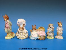Five Beswick Beatrix Potter figures with gold BP2 stamps