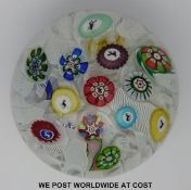 Baccarat millefiori glass paperweight set with signature cane dated B1848 and 13 further canes