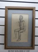 Victor Hulme Moody: Two pencil studies, one of a seated nude man (29.