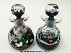 Two limited edition Caithness glass paperweight ink/scent bottles 'Royal Golden Wedding
