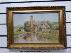 Three paintings comprising a watercolour  'The Wye, Bigsweir' (27 x 39cm),