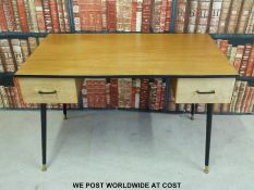 A retro 1960s/70s two drawer desk (W107cm D61cm H66cm)
