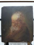 Attributed to Benjamin Barker of Bath (1776-1838): Oil on oak board of a bearded man (20cm x 18cm)
