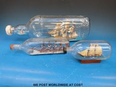 Three various ships in bottles - The Cutty Sark and Gipsy Moth,