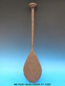 A 19thC Austral Island ceremonial paddle, Polynesia,