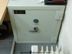 A heavy duty safe with key (bolted to floor,