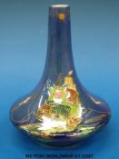 A Crown Devon bud vase decorated with a sailing ship (height 6.