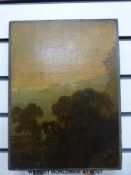 Attributed to Thomas Barker or Thomas Jones Barker of Bath: Two oils on oak board of landscape /