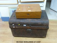 A tin trunk and an oak canteen