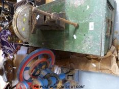 A quantity of metalware and collectables to include Avery scales, silver plated tray,