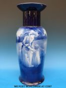 A very large Royal Doulton Blue Children or flow blue vase with early backstamp c1900 (height 43cm)