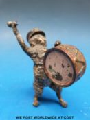 An Austrian cold painted bronze figure of a cat playing a drum (height 6cm)