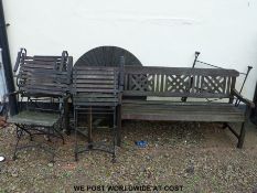 Garden bench and a table and four chairs