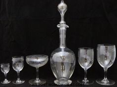 Suite of engraved glasses, possibly Baccarat (40 in total) consisting of ten cocktail,