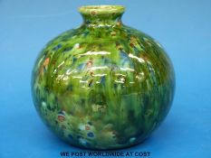 A Royal Doulton high fired green flambé vase with early Doulton mark,