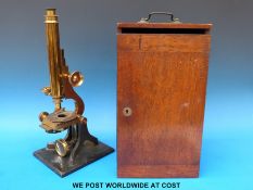 A cased Joseph Long, 43 Eastcheap, London microscope,