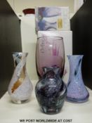 Four Caithness glass vases; Roe Deer, Rondo and two others,