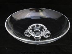 Stuben Art Deco glass bowl raised on four scrolling feet and signed to base (27cm diameter)
