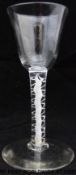 A 19thC cordial glass with double cotton twist stem (14cm tall)