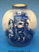 A Royal Doulton Blue Children or flow blue vase (height 14cm)