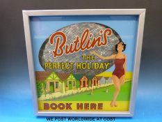 A Butlins 'book here' illuminated sign (W39cm)