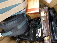 A collection of cameras, lens, accessories bags etc including Canon Eos 100, Canon Eos, 101.