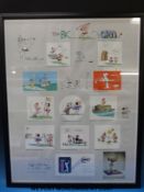 A framed and signed Johnny Hart BC Open PGA tour cartoon poster