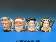 Four Royal Doulton character jugs: Santa Claus, Mark Twain, Anne of Cleves,