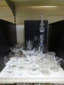 A collection of glassware to include a Stuart Crystal decanter
